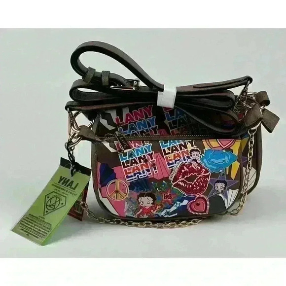 Betty Boop Handbags - NEW! Betty Boop Womens Lany Vegan Crossbody with Chain Shoulder Bag